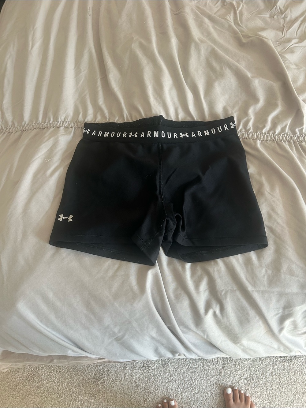 Under Armour Black Logo Elastic Waist Athletic Shorts